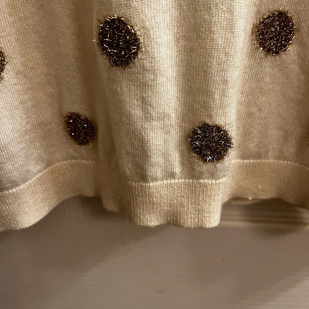 Talbots~GOLD & CREAM Ribbed Sweater~DETAIL ON THE WHOLE SWEATER~M - Picture 6 of 9